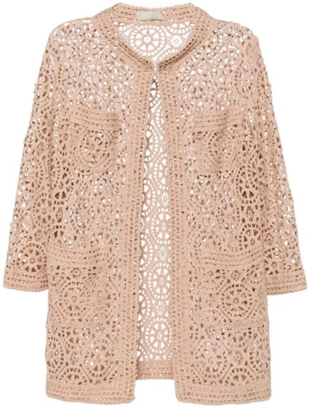 Elie Saab короткий кардиган в технике макраме, нейтральный цвет