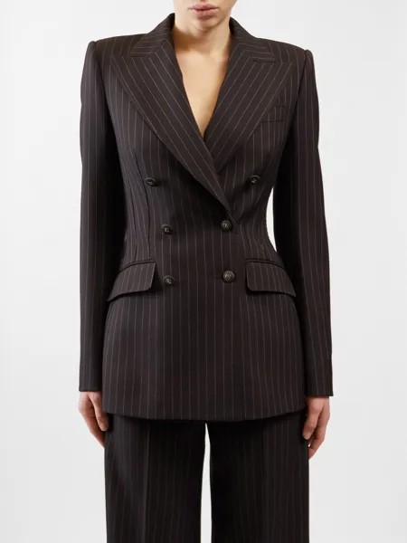 Пиджак из шерстяного твила в тонкую полоску с мягкими плечами Dolce & Gabbana, черный