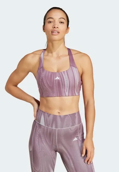Спортивный бюстгальтер средней поддержки Powerimpact Training 3-Stripes adidas Performance, Glory Grey Shadow Fig