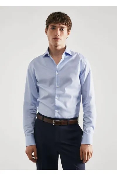 Рубашка в полоску Slim Fit Mango, синий