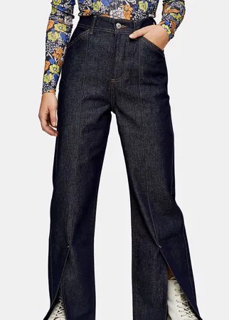 Прямые джинсы цвета индиго с разрезами по низу штанин Topshop Petite-Фиолетовый цвет