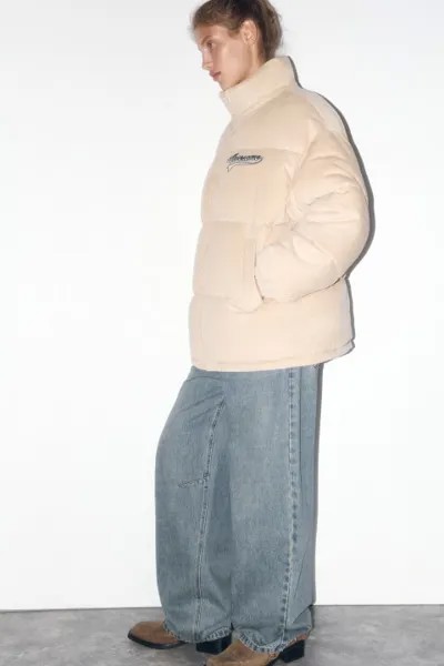 Куртка oversize стеганая с вельветовой фактурой