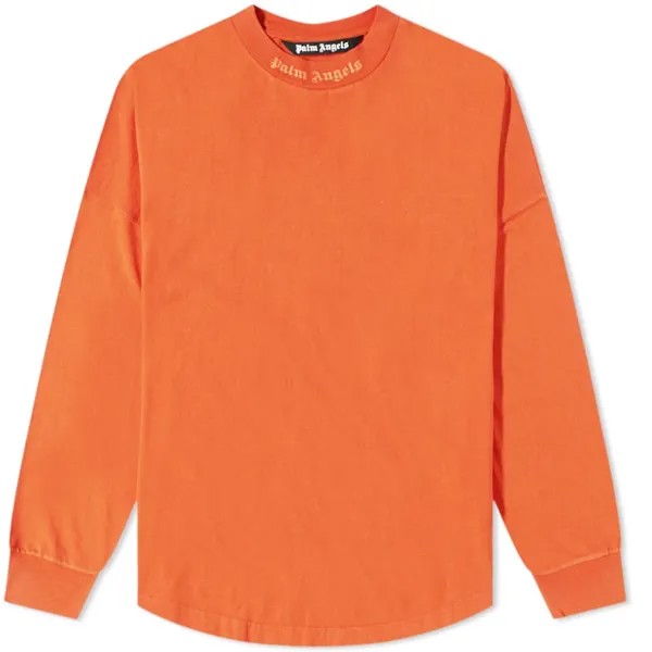 Футболка Palm Angels Long Sleeve Glitter Mock Neck Logo Oversized Tee