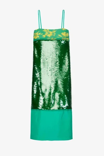 Платье Zara Matching Sequinned - Limited Edition, зеленый