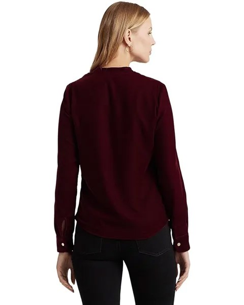 Блуза LAUREN Ralph Lauren Pleated Velvet Surplice Blouse, цвет Deep Rhodonite Velvet