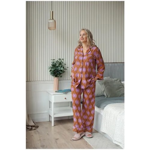 Пижама  Pijama Story, размер XL, фиолетовый, горчичный