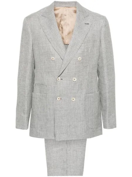 Brunello Cucinelli костюм в ломаную клетку с двубортным пиджаком, белый