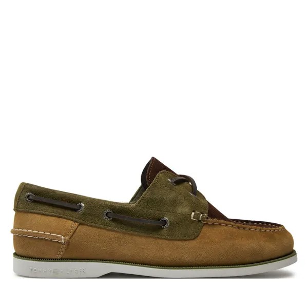 Мокасины Tommy Hilfiger Th Boat Shoe Core C Block Suede FM0FM04630 Mash Green MSD, зеленый