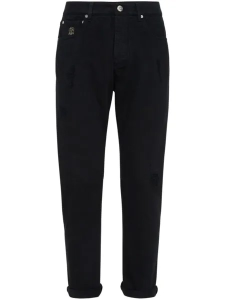 Brunello Cucinelli прямые джинсы с вышитым логотипом, черный