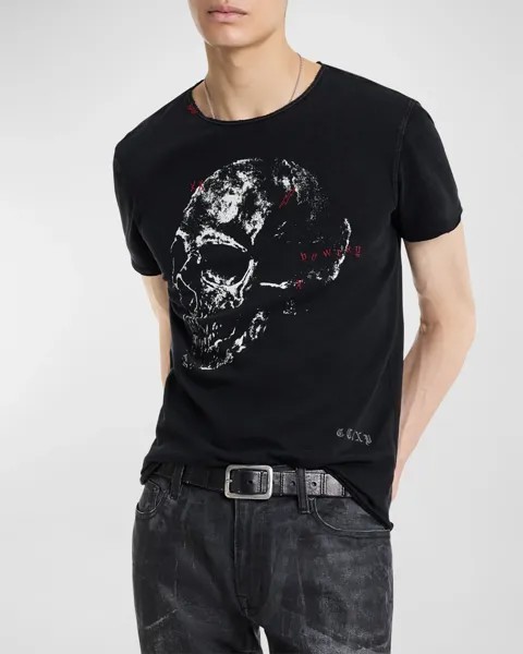 Мужская футболка Bowery Skull Raw Edge John Varvatos, цвет Black