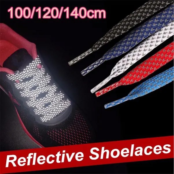 1 пара плоских 3m отражающих шнурков бегун плетение лента спортивная обувь кружева bootlaces