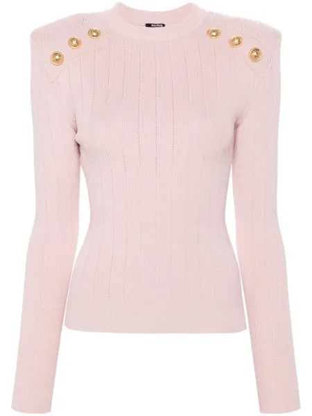 Balmain свитер с тиснением-пуговицами, розовый
