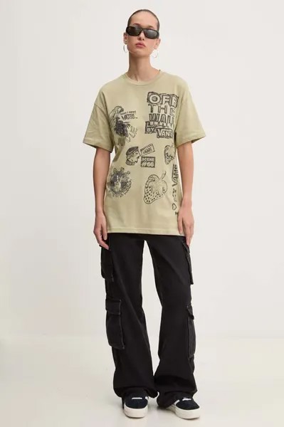 Хлопковая футболка Vans, зеленый