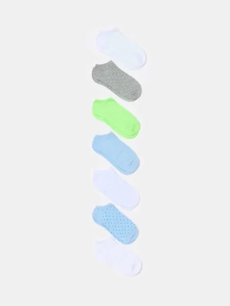 Набор носков для обуви из семи пар из органического хлопка Ovs, цвет white/light blue