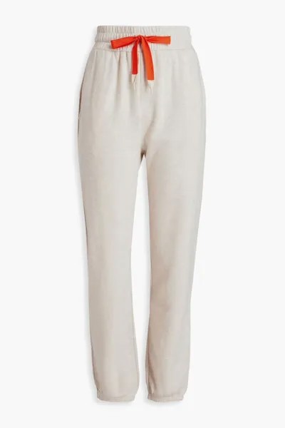 Меланжевые спортивные брюки из французской хлопковой махры Mother, слоновая кость