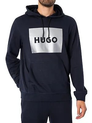 HUGO Мужская толстовка с капюшоном Duratschi Graphic, синяя
