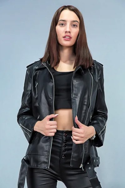 Куртка женская к/з Aftf Basic W2121 (S, Черный)