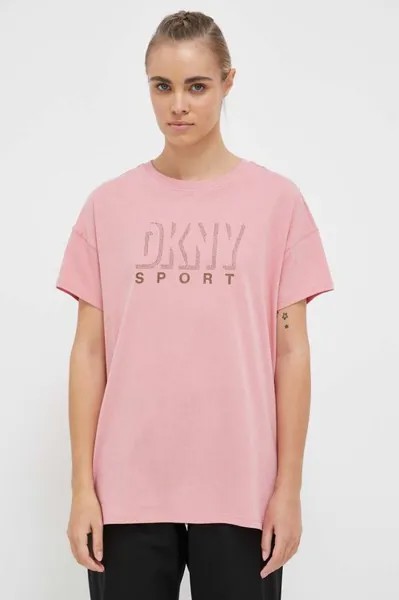 Хлопковая футболка Dkny DKNY, розовый