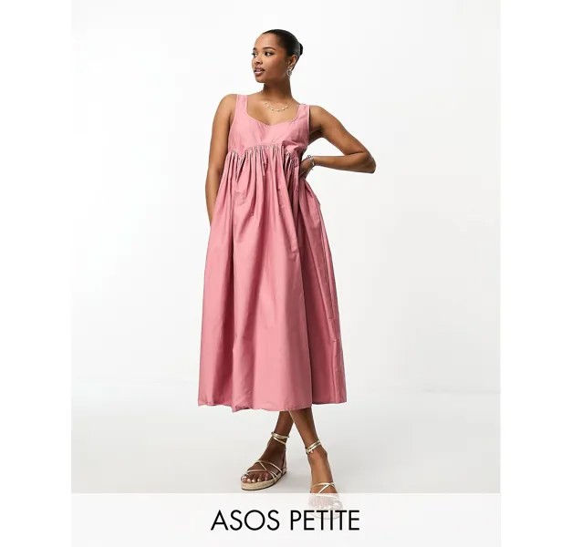 Темно-розовый сарафан миди с квадратным вырезом ASOS DESIGN Petite ASOS Petite