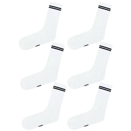 Набор носков 6 пар 36-41 белые спортивные подарок детские женские мужские модные принт смешные веселые хлопок гетры высокие теплые для бега