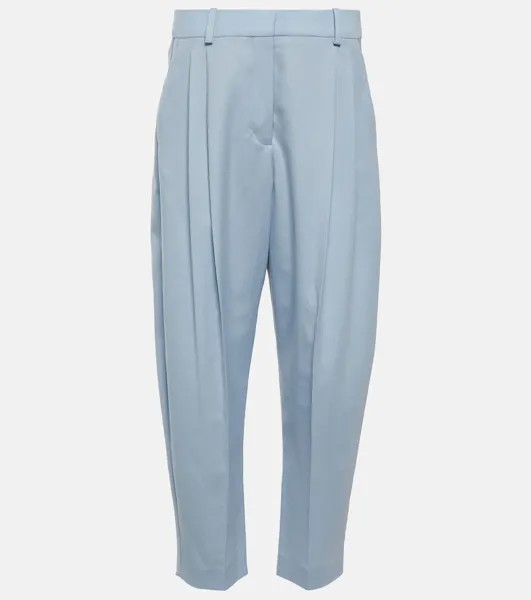 Укороченные шерстяные брюки со складками STELLA MCCARTNEY, синий