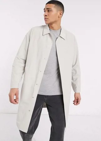 Светло-бежевое пальто с контрастной отделкой ASOS DESIGN-Бежевый