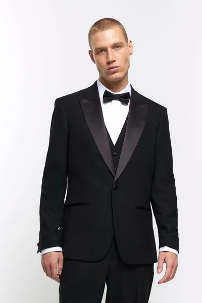 Однотонный узкий смокинг River Island, черный