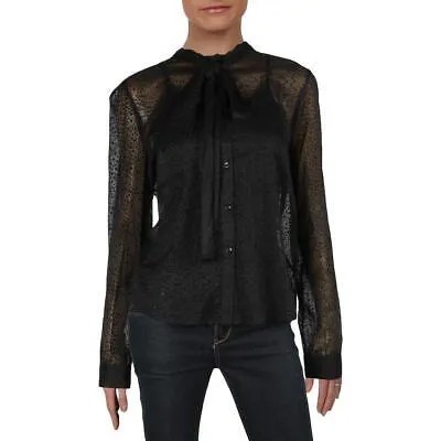 Женская черная блестящая блузка с леопардовым принтом Endless Rose Top XS BHFO 4145