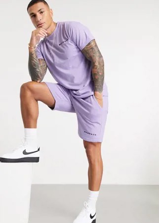 Сиреневые трикотажные шорты с логотипом Mennace Essentials-Фиолетовый цвет