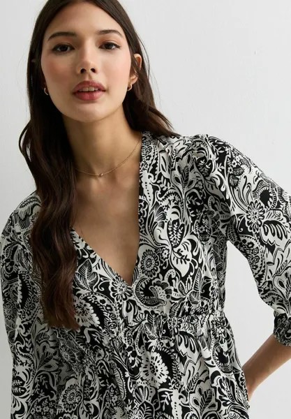 Блуза FLORAL PUFF SLEEVE New Look, белый