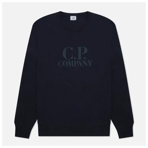 Мужская толстовка C.P. Company Diagonal Raised Fleece Oversized Logo Crew Neck синий , Размер M