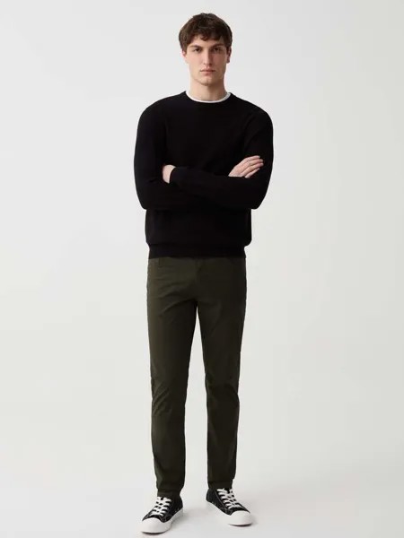 Брюки из хлопка стрейч с пятью карманами Ovs, цвет forest green