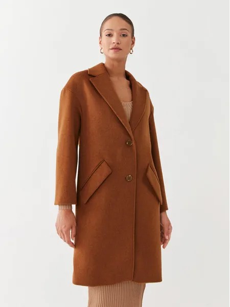 Шерстяное пальто свободного кроя Guess, коричневый