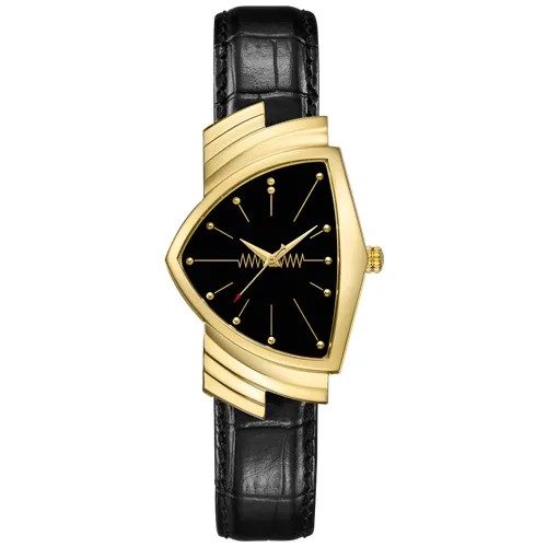 Наручные часы Hamilton Швейцарские Унисекс часы Hamilton Ventura H24301731, черный, золотой