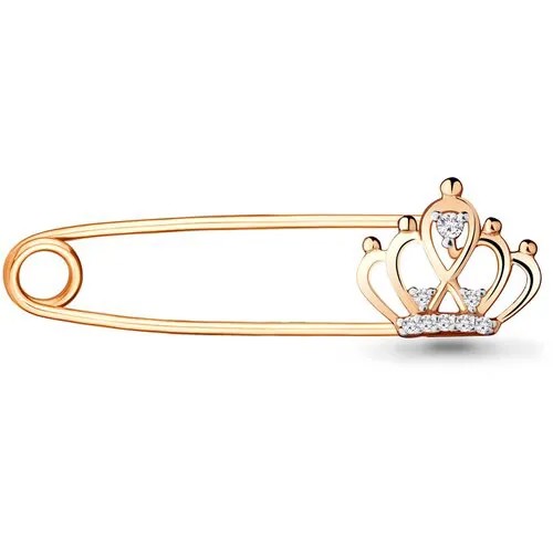 Брошь AQUAMARINE, белое, красное золото, 585 проба, фианит, аквамарин