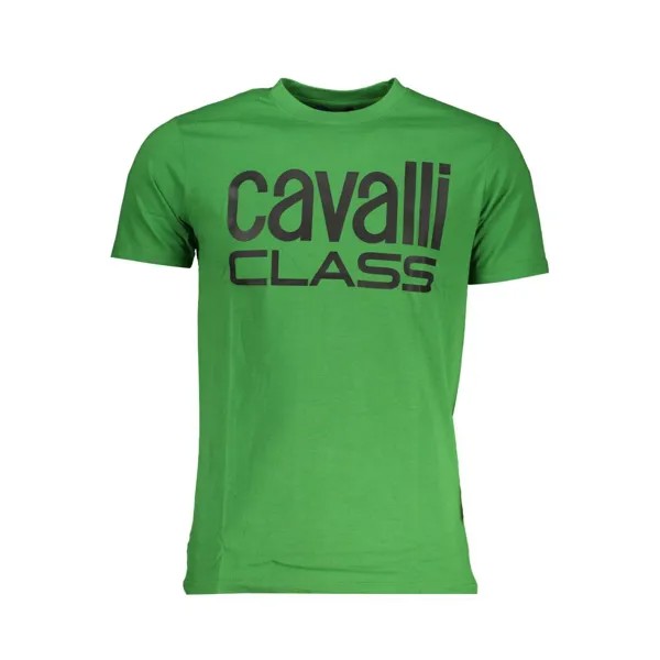 Хлопковая мужская футболка Cavalli Class, зеленый