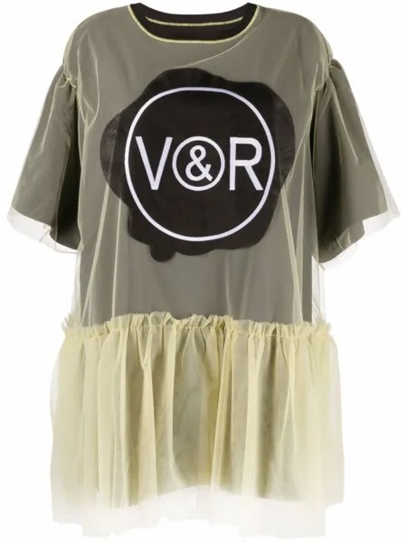 Viktor & Rolf многослойное платье мини с логотипом, желтый