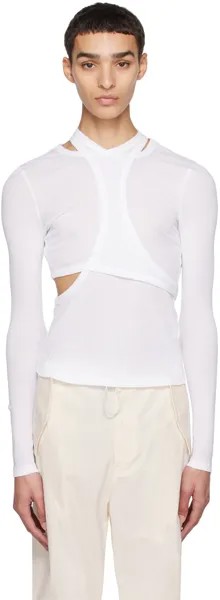 Белая модульная футболка с длинным рукавом Dion Lee