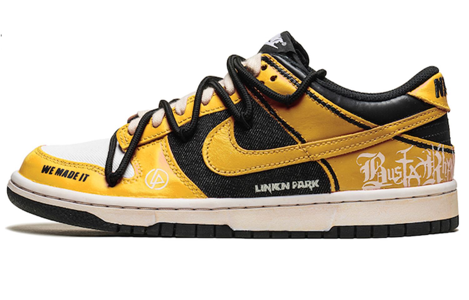 Кроссовки Nike Dunk Skateboarding Shoes Unisex Low-top Black, золотой