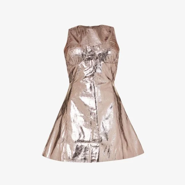 Мини-платье из искусственной кожи металлизированного цвета с круглым вырезом Amy Lynn, бронзовый