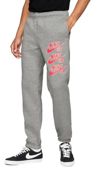 Спортивные штаны Nike SB Icon Брюки-джоггеры Хизер Серо-Красный Белый CI5848-063 Мужские L