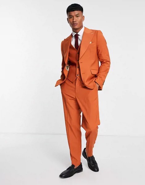 Рыжие укороченные брюки-морковки Harry Brown Wedding-Коричневый цвет