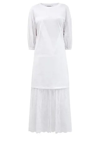 Платье-футболка с кружевным подолом и принтом VLOGO в тон