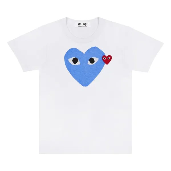 Футболка Comme des Garçons PLAY Red Emblem Heart T-Shirt 'White/Blue', белый