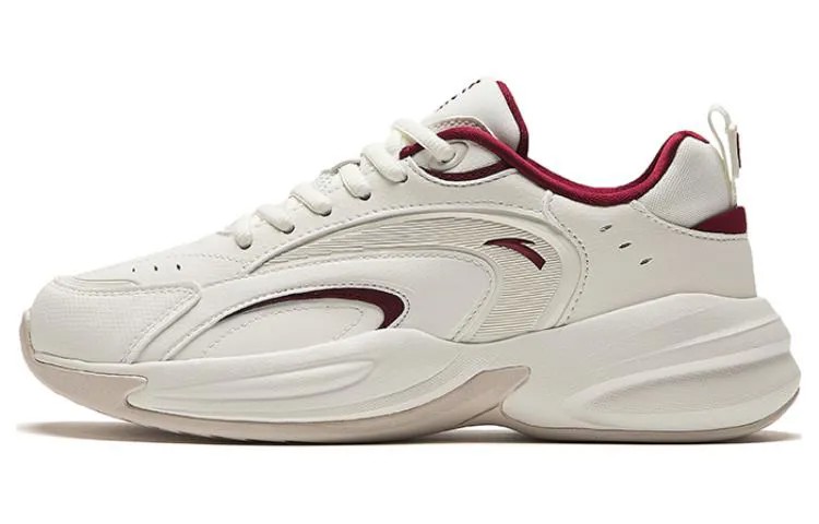 Кроссовки ANTA Chunky Sneakers Women's Low-top Ivory White/lychee Red, красный