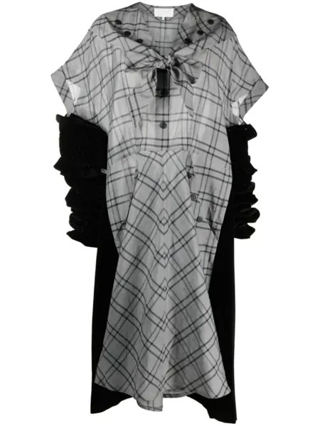Maison Margiela клетчатое платье миди Spliced, черный