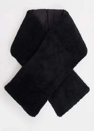 Черный шарф из искусственного меха ASOS DESIGN-Черный цвет