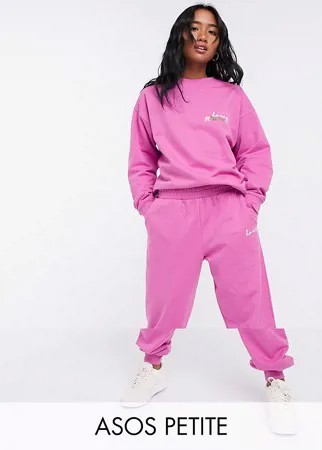 Розовый спортивный oversized-костюм из свитшота и джоггеров ASOS DESIGN Petite