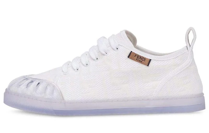 Женские холщовые туфли Roma Canvas Low с мотивом FF - белые Fendi