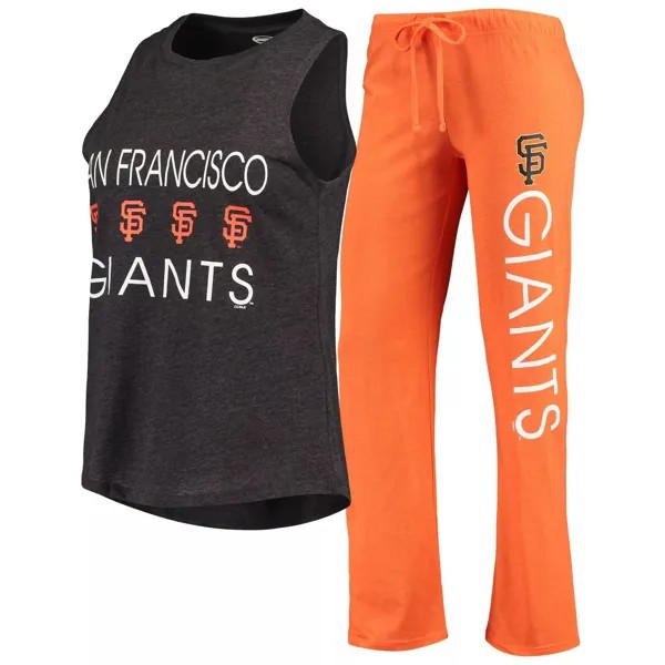 Женская спортивная оранжевая/черная футболка San Francisco Giants Meter Muscle Майка и брюки для сна для женщин Concepts
